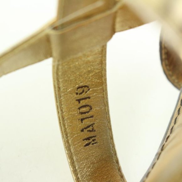 Louis Vuitton Size 36 Gold Leatherx Monogram Be Happy Flat Gladiator Sandals1224 - Picture 3 of 12